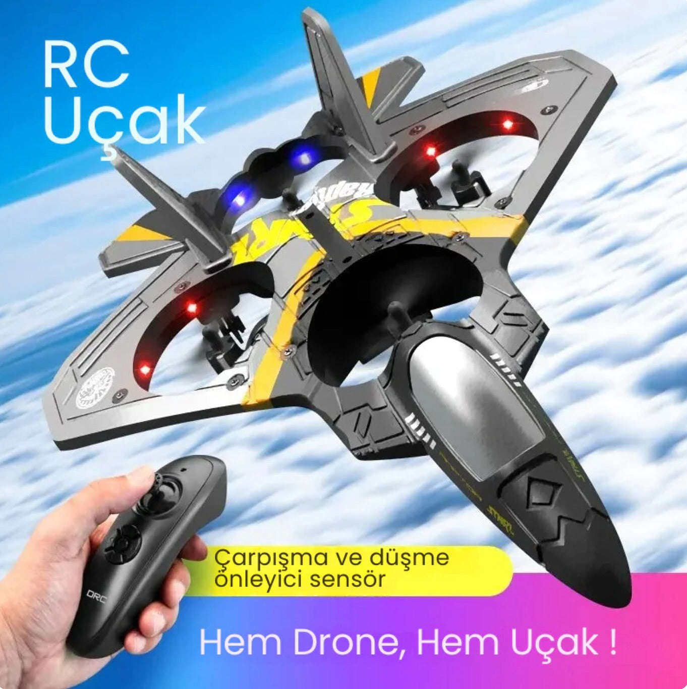 Rc Jet  Uzakdan  Kumandalı Drone Uçak™️ ( 2 Batarya )